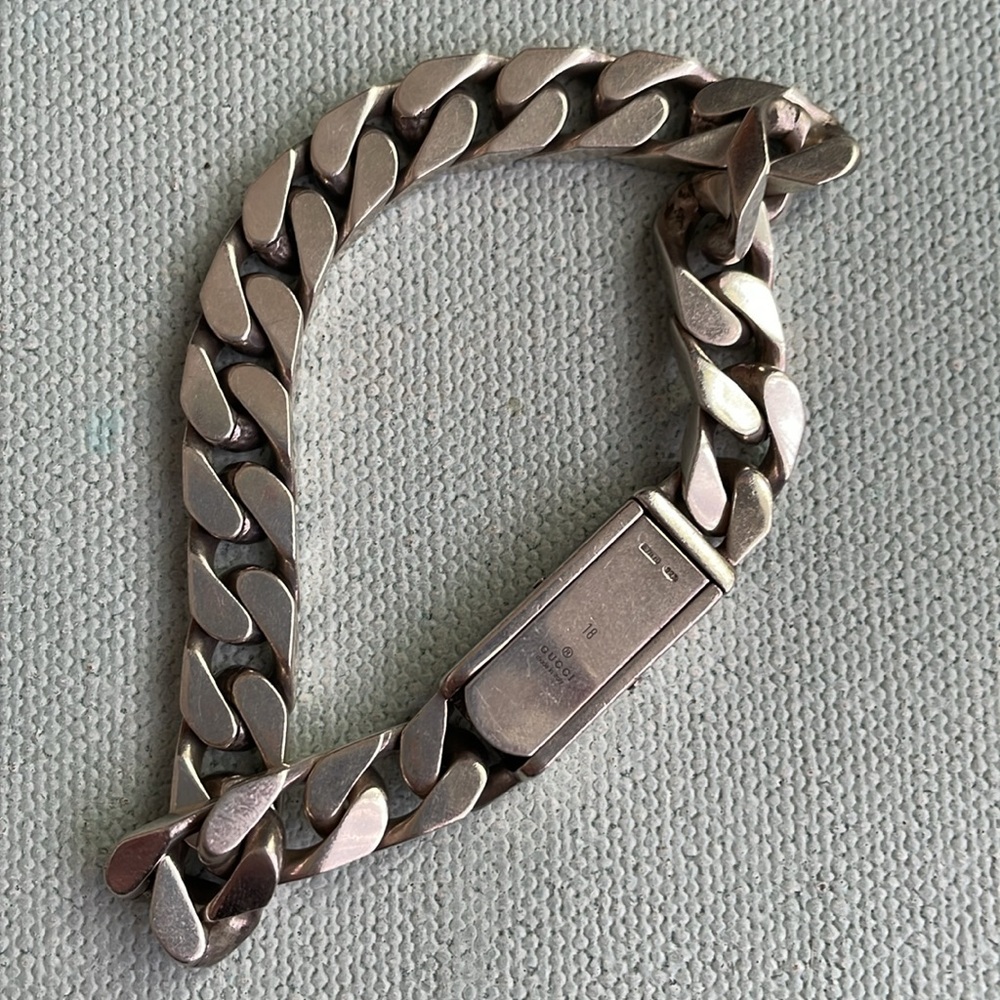 Authentic Gucci Silver Chain Link Bracelet Size 18 - Picture 5 of 11